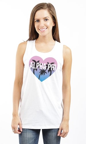 ALPHA PHI PALM HEART UNISEX TANK