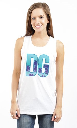 DELTA GAMMA PALM LETTERS UNISEX TANK