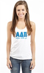 ALPHA DELTA PI BLUE LETTERS RACERBACK TANK