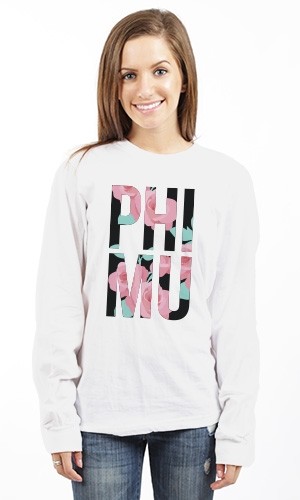 PHI MU FLORAL LONG SLEEVE TEE