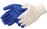 Industrial Cotton String Knit Gloves w/ Dipped Blue Latex Grip - Men's