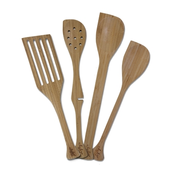 Set of Left-Handed Bamboo Kitchen Utensils