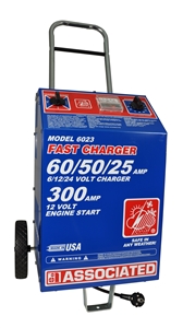 6023 Associated 60/50/25/300 Amp 6/12/24 Volt Commercial Automotive Battery Charger (230 VAC)
