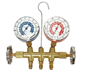 M6C CPS 2 Valve Brass Manifold Gauge Set R-12, 22, 502 Manifold Only