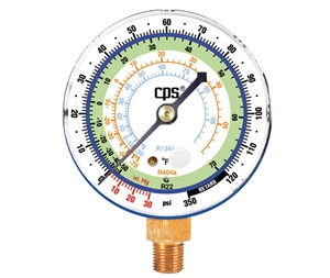 RGDL CPS 2.5" (68mm) Low Side Gauge For R-134a R-22 R-404A PSI °F Metal Case