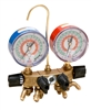 26244 JB Industries 4 Valve Brass Ball Valve Manifold R-22/R-404A/R-410A 3-1/8" Illuminating Gauges and 60" CCLV Hose Set