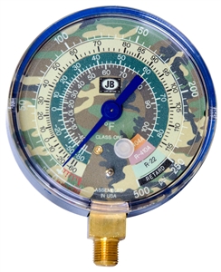 M2-924CM JB Industries Low Side 1% Accuracy Blue R-22 / R-404A / R-410A Compound Gauge with Camouflage Face - 3-1/8"