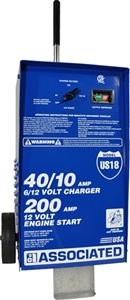 US18 Associated 40/40/10/200 Amp 6/12 Volt Automotive Battery Charger W/ Start (Remanufactured)