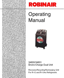 120974 Robinair Operating Manual for 34800 Recovery, Recycling, Recharging Unit 1999 Vintage