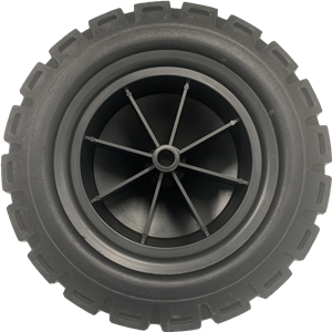 Robinair 10" Heavy Duty Pneumatic wheel for Sidewinder style Cart units. Deep tread design for no slip traction even on wet or oily floors. A tubeless design with long air stems provide easy inflation and long life.