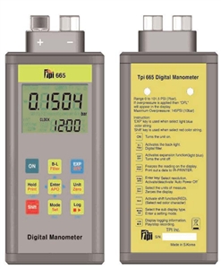 665 TPI Digital Manometer Dual Input 7 Selectable Units Of Measure 1/4" NPT Fittings Data Logging