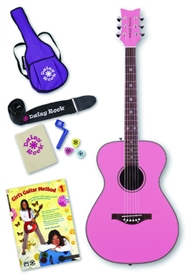 Daisy Rock 14-6212 Pixie Acoustic Guitar Starter Pack - Powder Pink