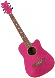 Daisy Rock Wildwood 14-6264 3/4 Size Short Scale Acoustic Guitar - Atomic Pink