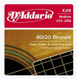 D'Addario EJ12 80/20 Bronze Acoustic Guitar String Set Medium .13-.56