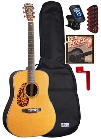 Blueridge BR-160LH Left Handed Dreadnought Acoustic Guitar Starter Package Bundle Combo