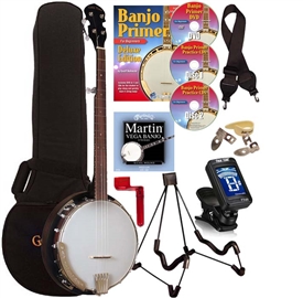 Gold Tone CC-50RP 5 String 18 Bracket Brass Tone Ring Banjo Package