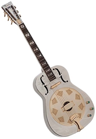 Dean Chrome G Dobro Resonator Guitar w/ Gold Coverplate - RESCG. FREE Shipping, case, setup!