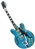 Airline H78 1960's Harmony Tribute Hollowbody Electric Guitar - Bigsby Tailpiece, Metallic Blue