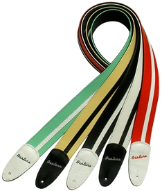 Airline Deluxe Leather Guitar Strap - Red, White, Black, Cream, Blue, Pink