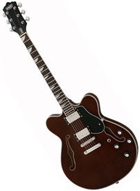 Eastwood Classic 6 HB Hollowbody Electric Guitar - Walnut