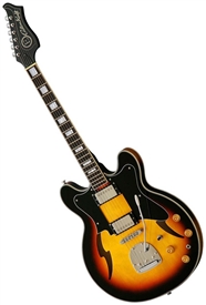 Eastwood Custom Kraft DLX Hollowbody Electric Jazz Guitar 1960's Supro/Valco Reissue - Sunburst