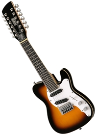 Eastwood Mandocaster 12 Solid Body Electric Mandolin 12-String Sunburst, Left Handed Sunburst, Seafoam Green