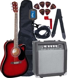 Johnson JG-650 Thinbody Acoustic Electric Guitar Amp Package Beginner Pack