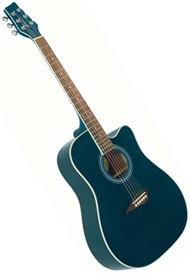 Kona K1TBL Dreadnought Cutaway Acoustic Guitar - Trans Blue