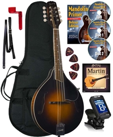 Kentucky KM-250 Artist A-Style Mandolin Pacakge All-Solid Sunburst with Bag, Strings, DVD, Tuner, Strap