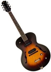 The Loar LH-279-BK P-90 Archtop Hollowbody Acoustic Electric Jazz Guitar with Hard Case - Black