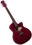 Luna Flora Lotus Quilt Maple Acoustic Electric Guitar FLO LOT QM Plum