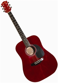 Main Street Dreadnought Acoustic Guitar in Transparent Red MA241TRD