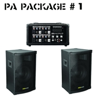 SHS Audio PA in a Box Pro Audio Package - 12-Channel Mixer, Mains, Monitors, Stands Combo