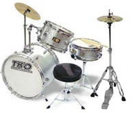 TKO 99 Junior 3 Piece Drum Set with Throne and Sticks w/ Hi-Hats