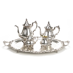 Baroque by Wallace, Silverplate 5-PC Tea & Coffee Service w/ Tray