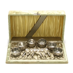 Renaissance by Reed & Barton, Silverplate Salt Spoon & Dish, Set of 6 w/ Original Box