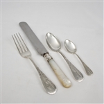 Antique, Engraved No. 8 by Gorham, Sterling Pearl Handle Flatware Set, 51 Piece Set, Monogram A