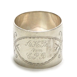 Napkin Ring by Wood & Hughes, Sterling Brite-cut Design, Monogram AHB/CPB