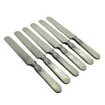 Pearl Handle by Landers, Frary & Clark Dinner Knives, Set of 6, Blunt Plated