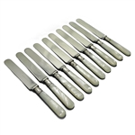 Pearl Handle by Gorham Luncheon Knives, Set of 10, Blunt Plated, Sheild & Scroll Ferrule