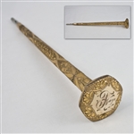 Umbrella Handle, Silverplate Victorian Design, Gilt, Monogram Faye