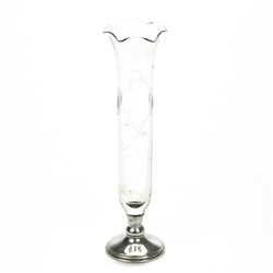 Vase, Silverplate/Glass Threaded Edge