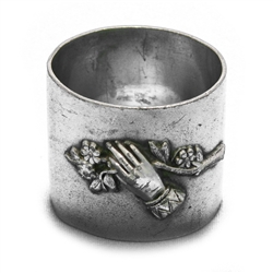 Napkin Ring, Figural, Silverplate Hand Holding a Branch, Monogram WB