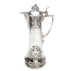 Tankard by Wuerttembergische, Silverplate Nouveau Woman's Face