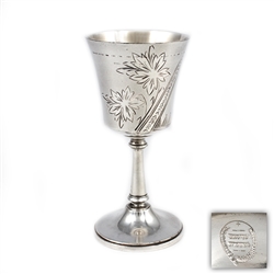 Water Goblet, Silverplate Eastlake Design, Gilt Interior