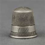 Thimble by Simons Bros. & Co., Sterling Feather Design Band, Monogram O. D.