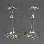 Candlestick Pair, Tall by Derby Silver Co., Silverplate Water Lily Nouveau Design