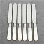 Pearl Handle Breakfast Knives, Set of 6, Scroll & Bead Ferrule