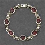 Bracelet by ATI, Sterling Red & Black Stone
