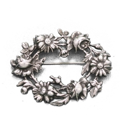 Pin, Sterling Flowers Encircled